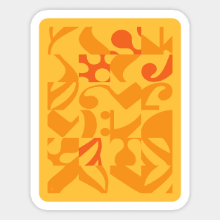 Musical Notes Orange Yellow Pattern Sticker
